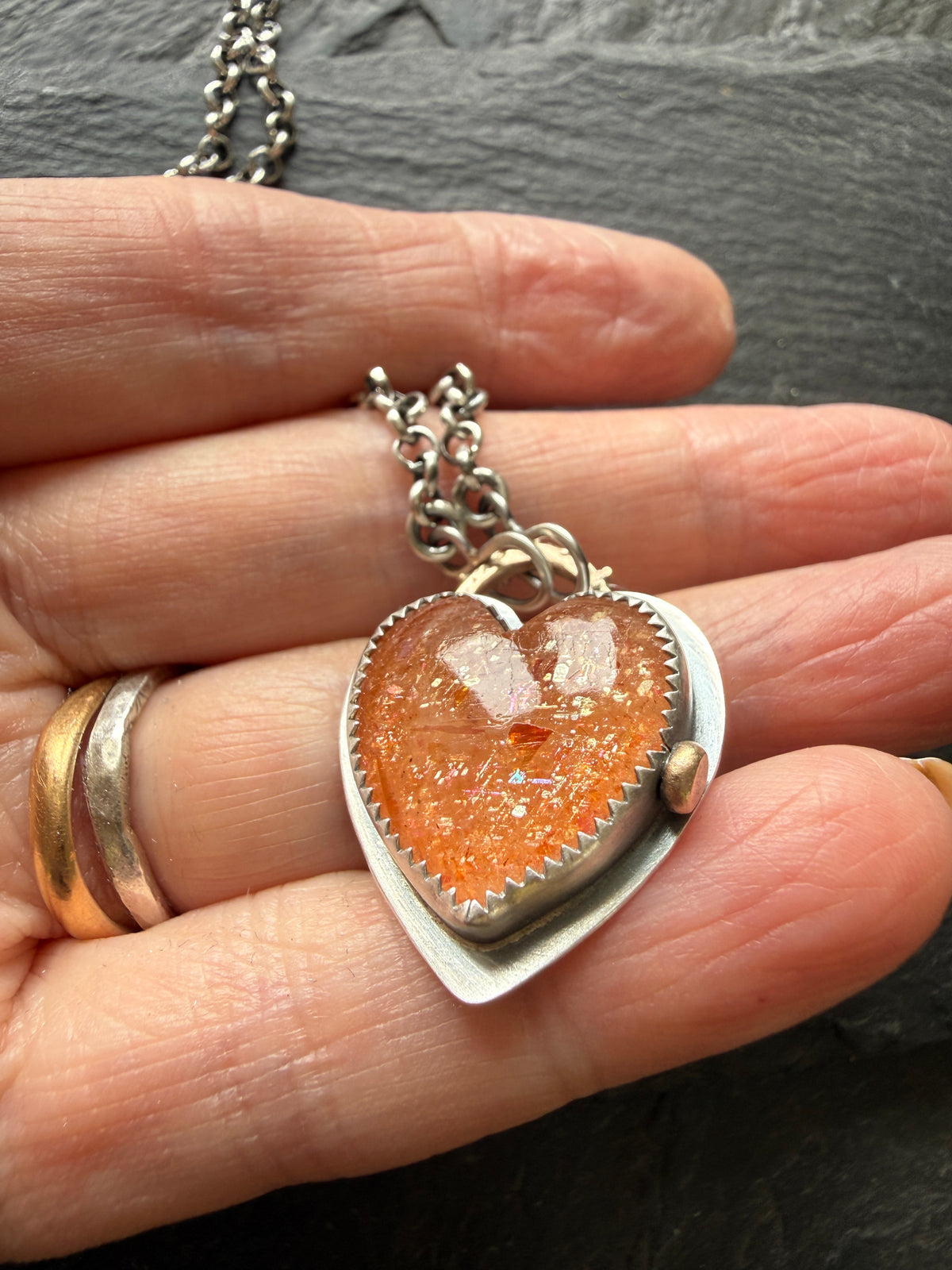 Rainbow Confetti Sunstone Pendant