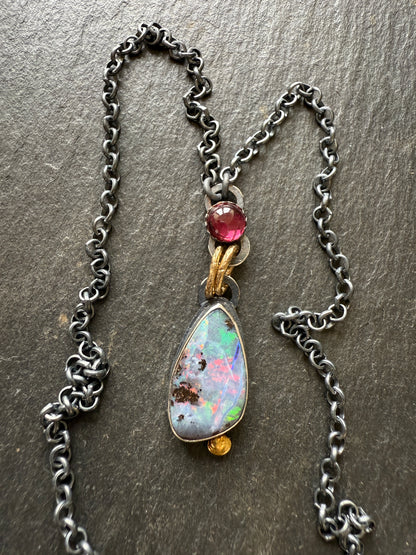Pink Rhodalite Garnet & Opal