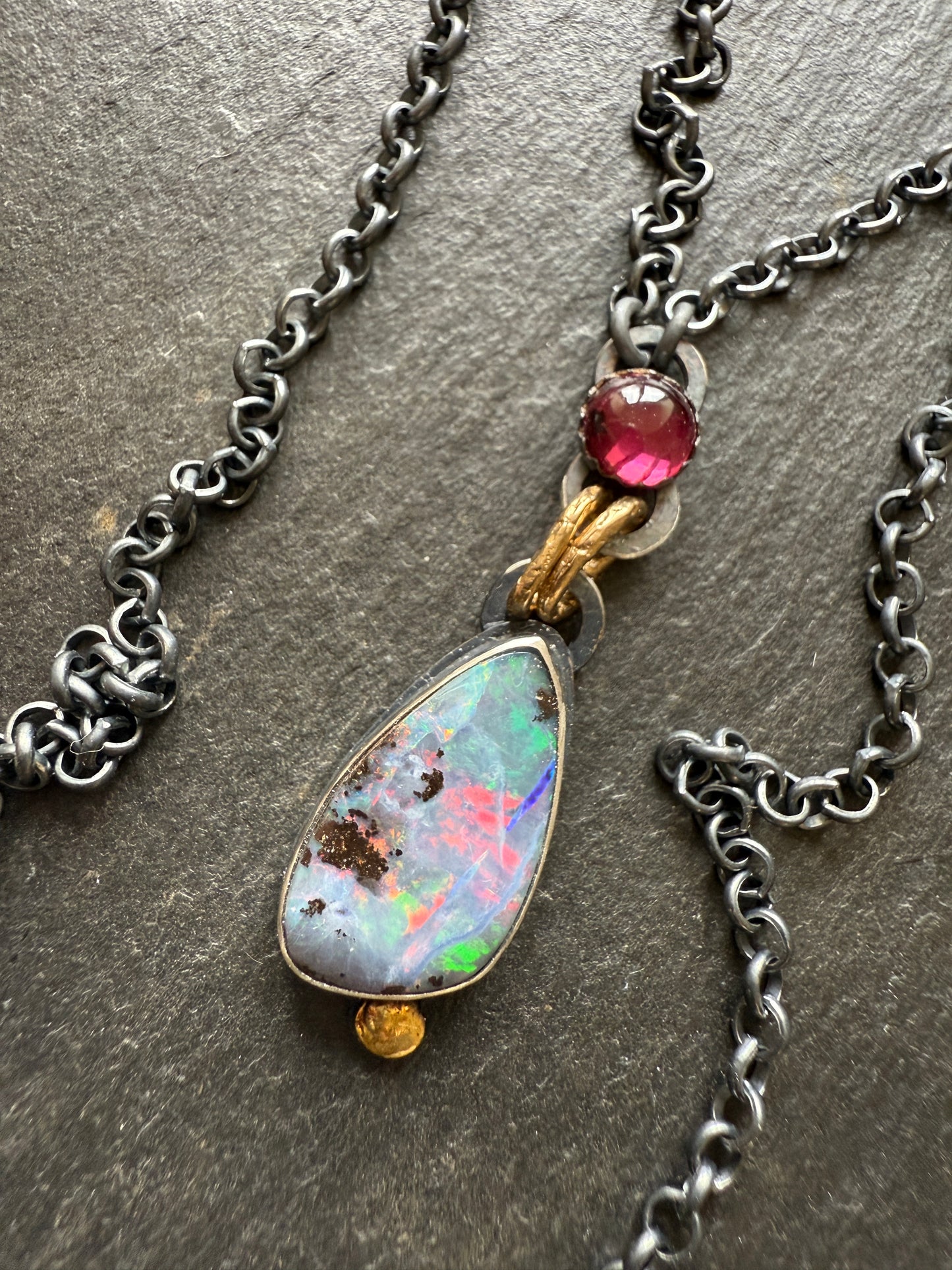 Pink Rhodalite Garnet & Opal