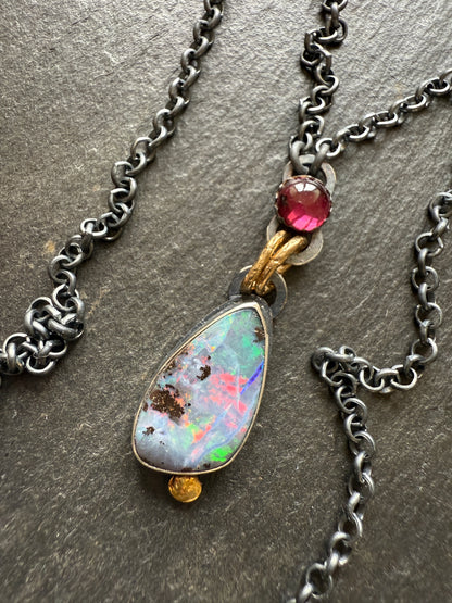 Pink Rhodalite Garnet & Opal