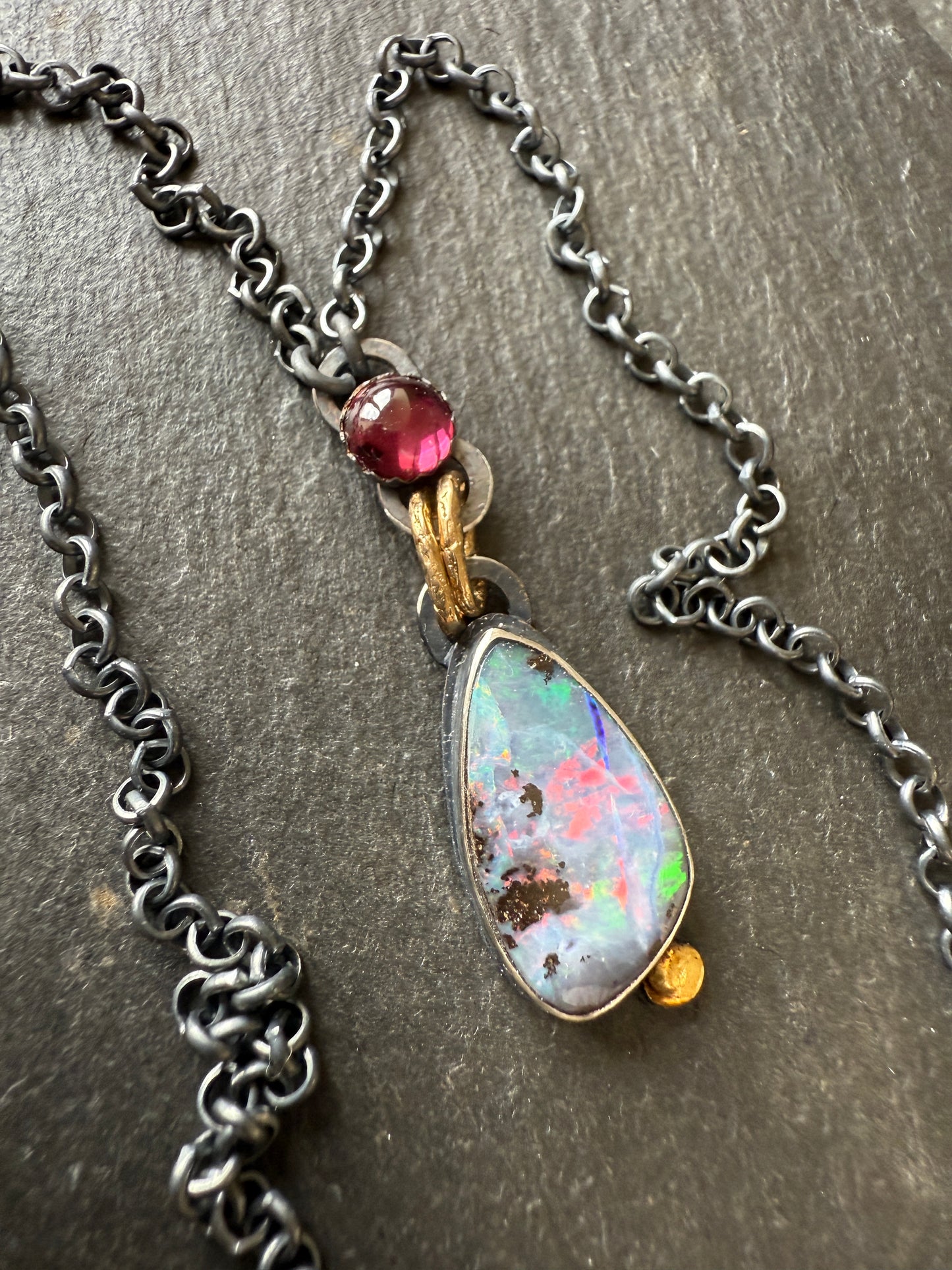 Pink Rhodalite Garnet & Opal