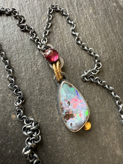 Pink Rhodalite Garnet & Opal