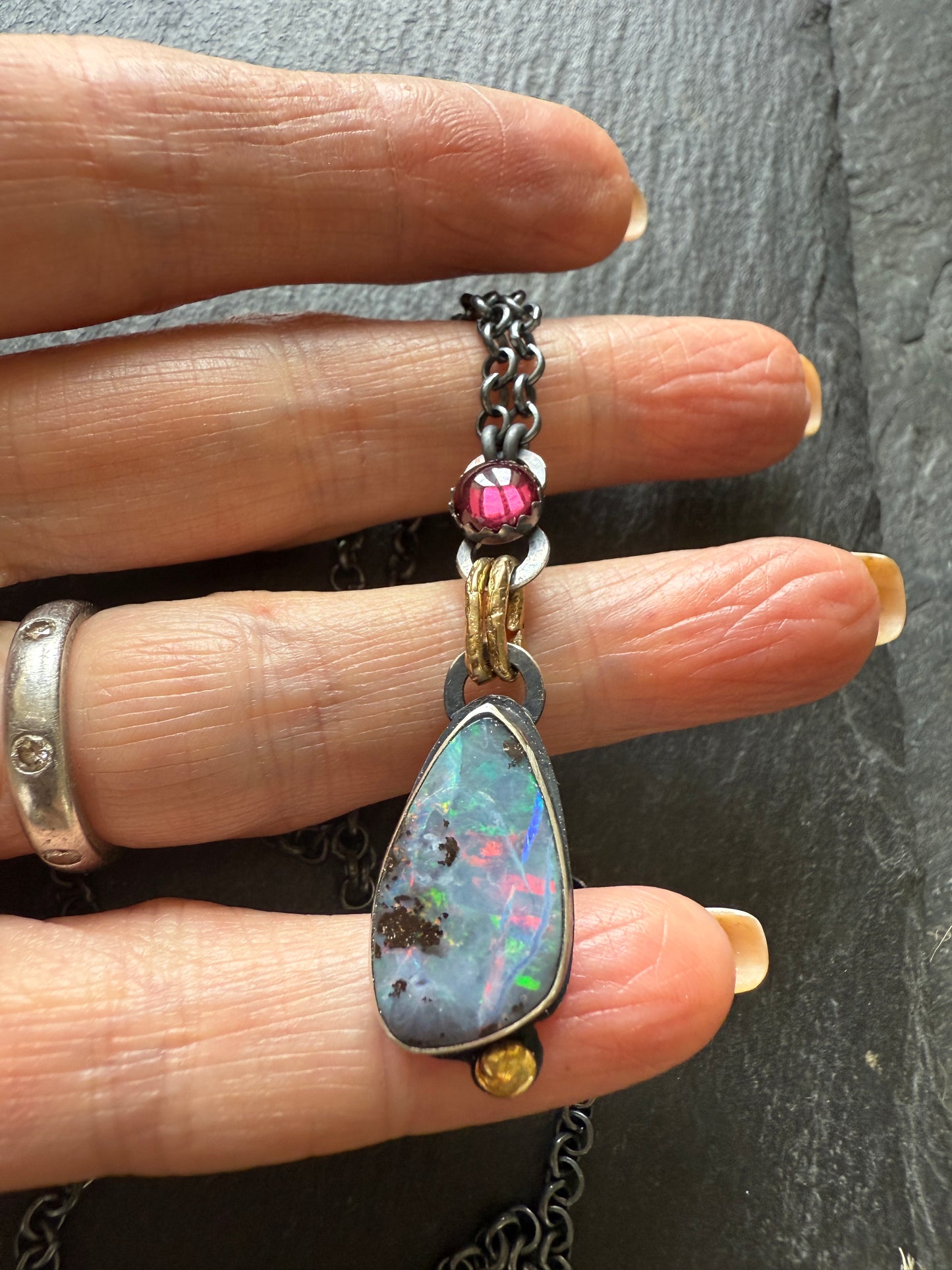 Pink Rhodalite Garnet & Opal