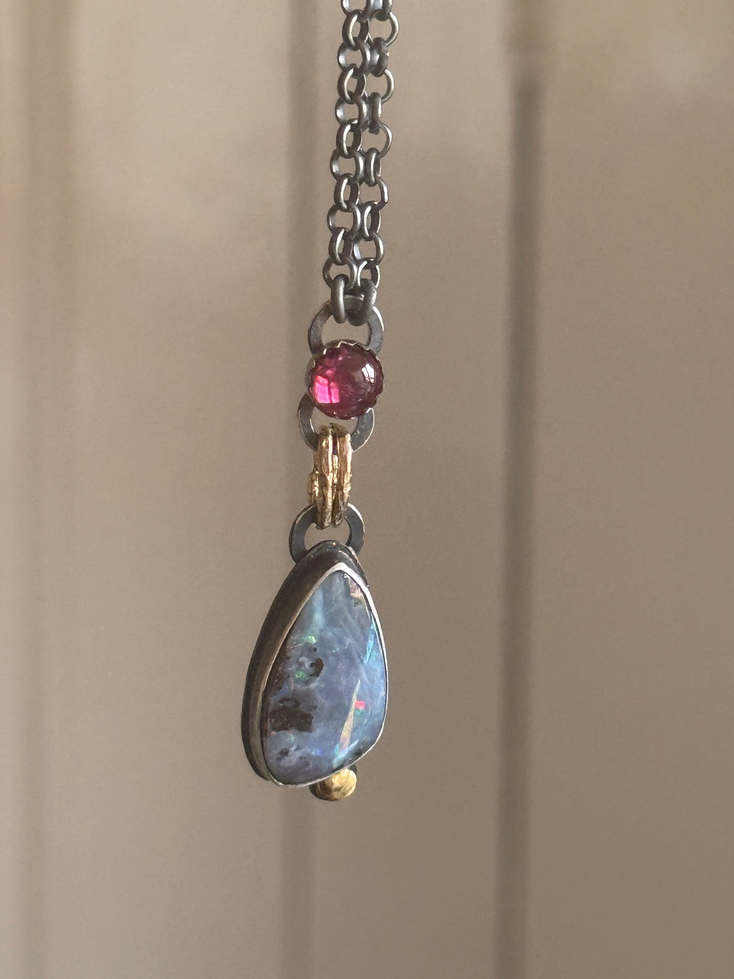 Pink Rhodalite Garnet & Opal