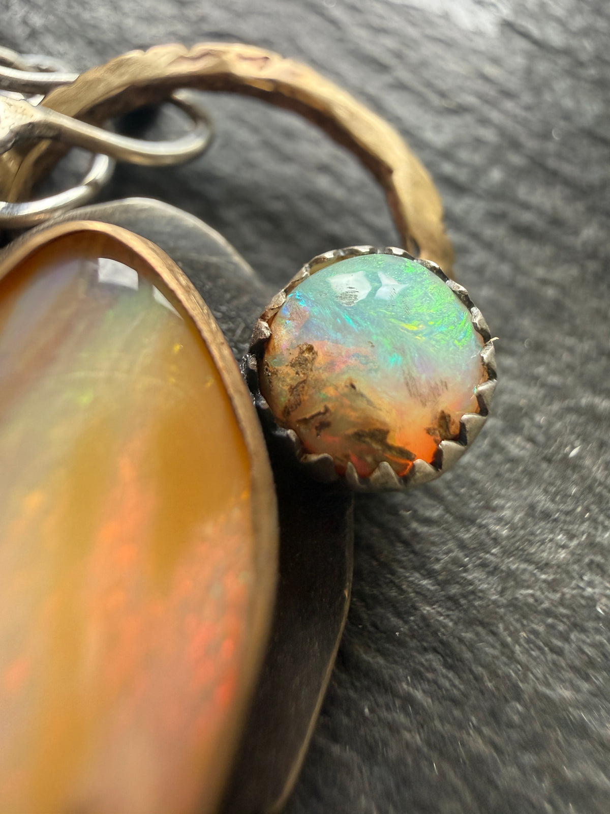 Double Boulder Opal Pendant
