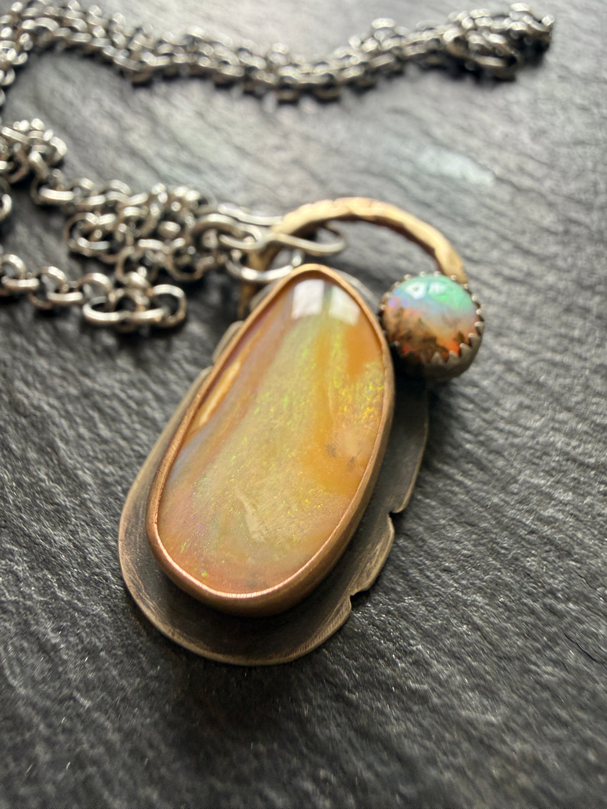 Double Boulder Opal Pendant