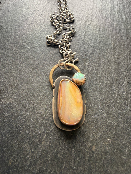 Double Boulder Opal Pendant