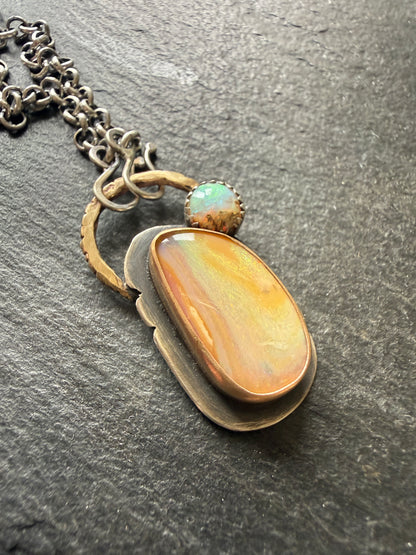 Double Boulder Opal Pendant