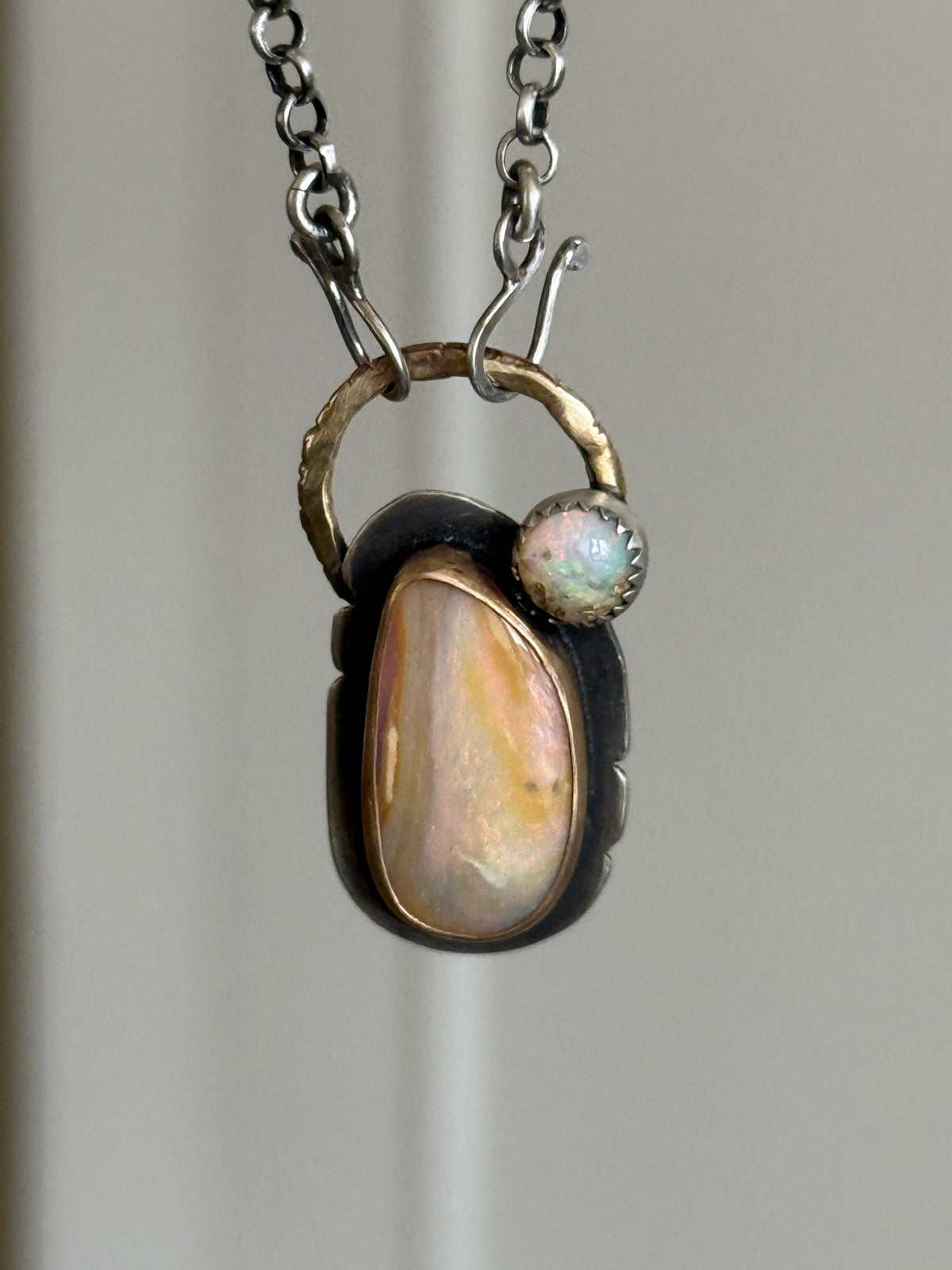 Double Boulder Opal Pendant