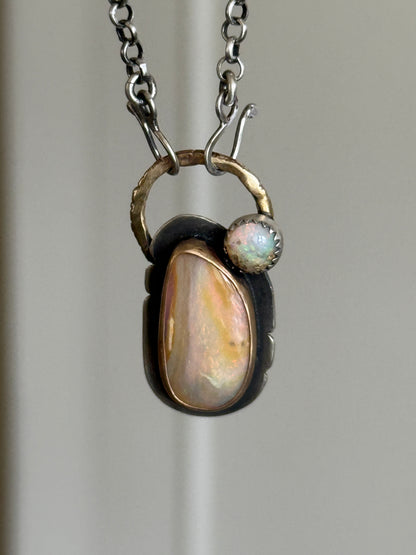 Double Boulder Opal Pendant