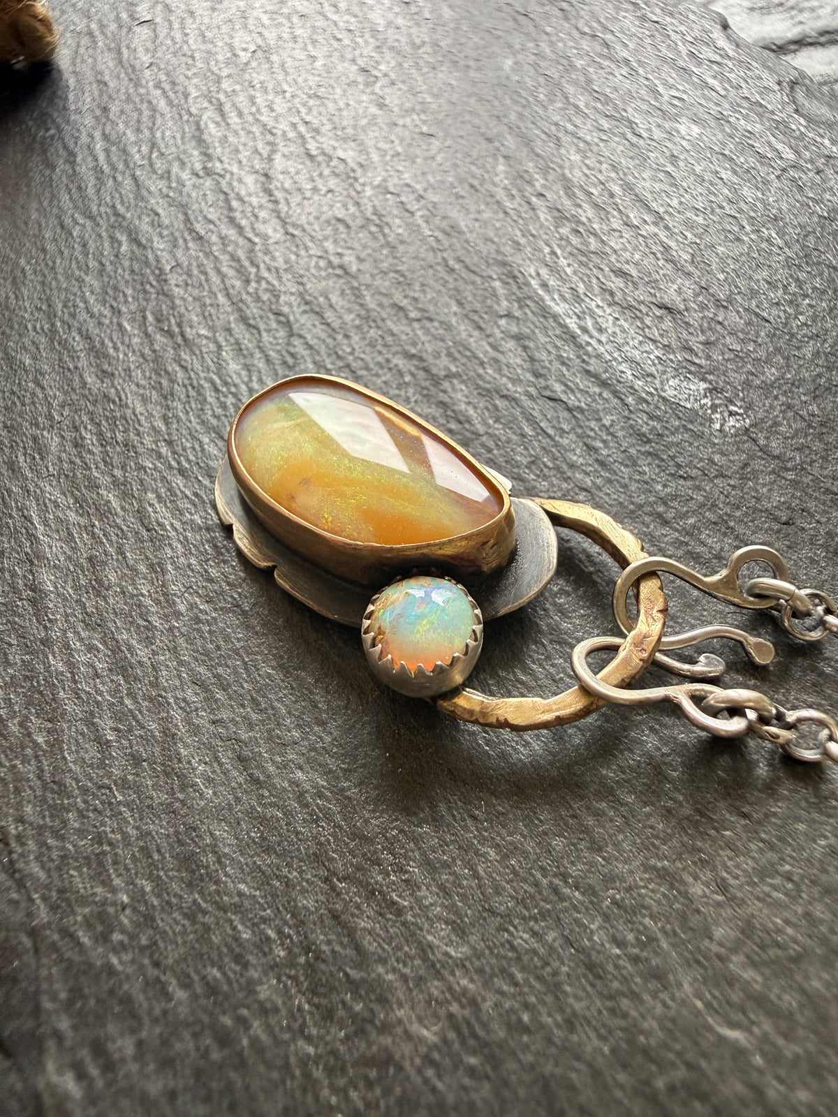 Double Boulder Opal Pendant