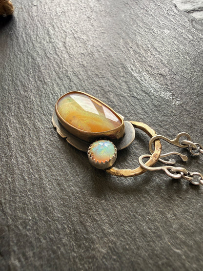 Double Boulder Opal Pendant