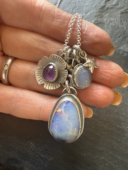 XO Purple Charm Necklace