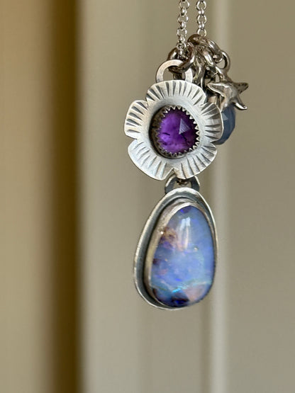 XO Purple Charm Necklace