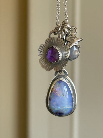 XO Purple Charm Necklace