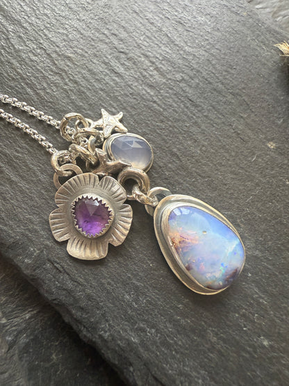 XO Purple Charm Necklace