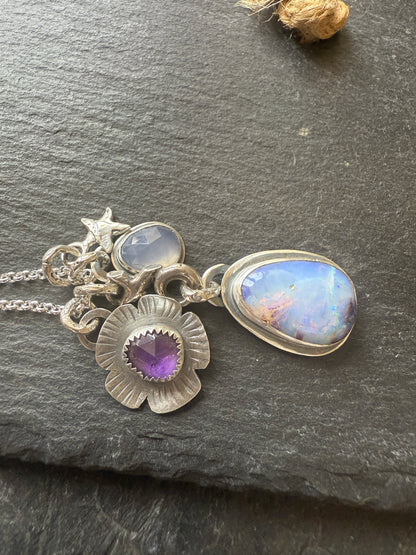 XO Purple Charm Necklace