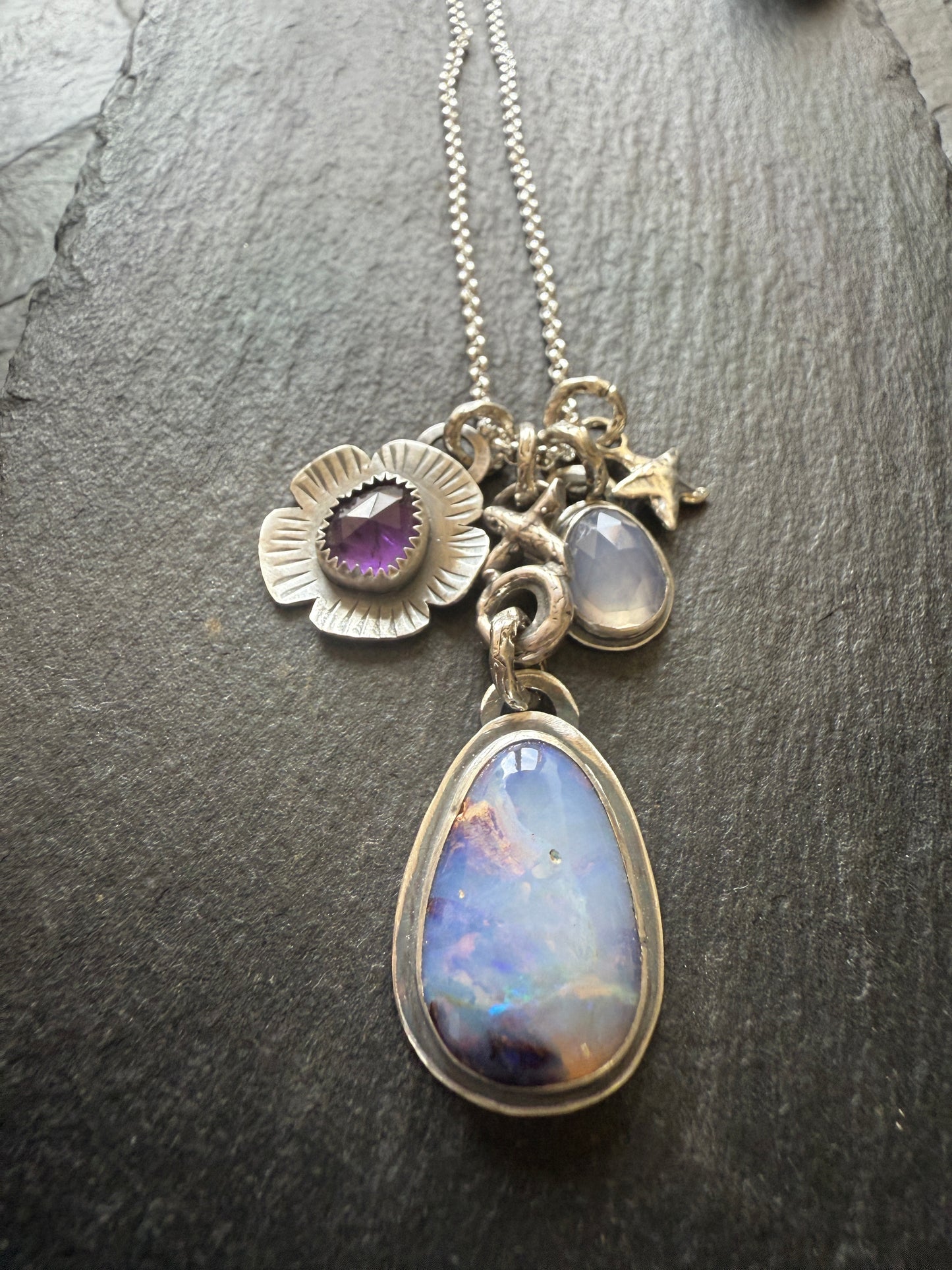 XO Purple Charm Necklace