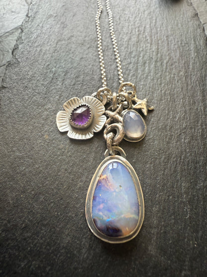 XO Purple Charm Necklace