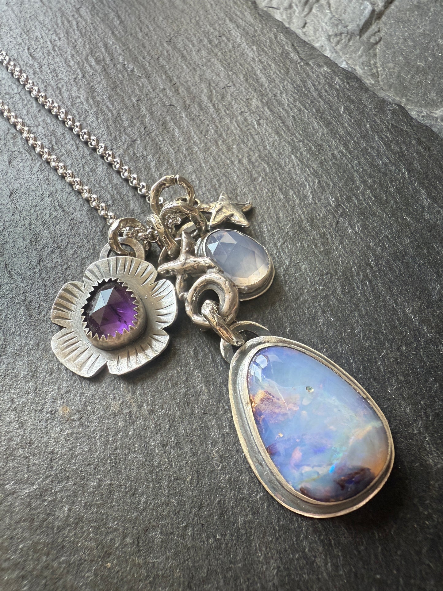 XO Purple Charm Necklace