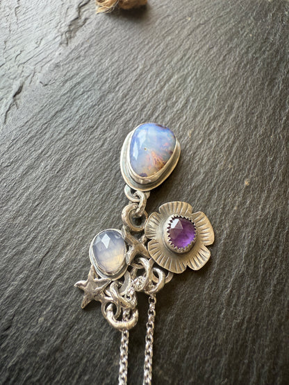 XO Purple Charm Necklace