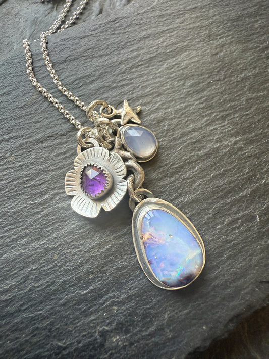 XO Purple Charm Necklace