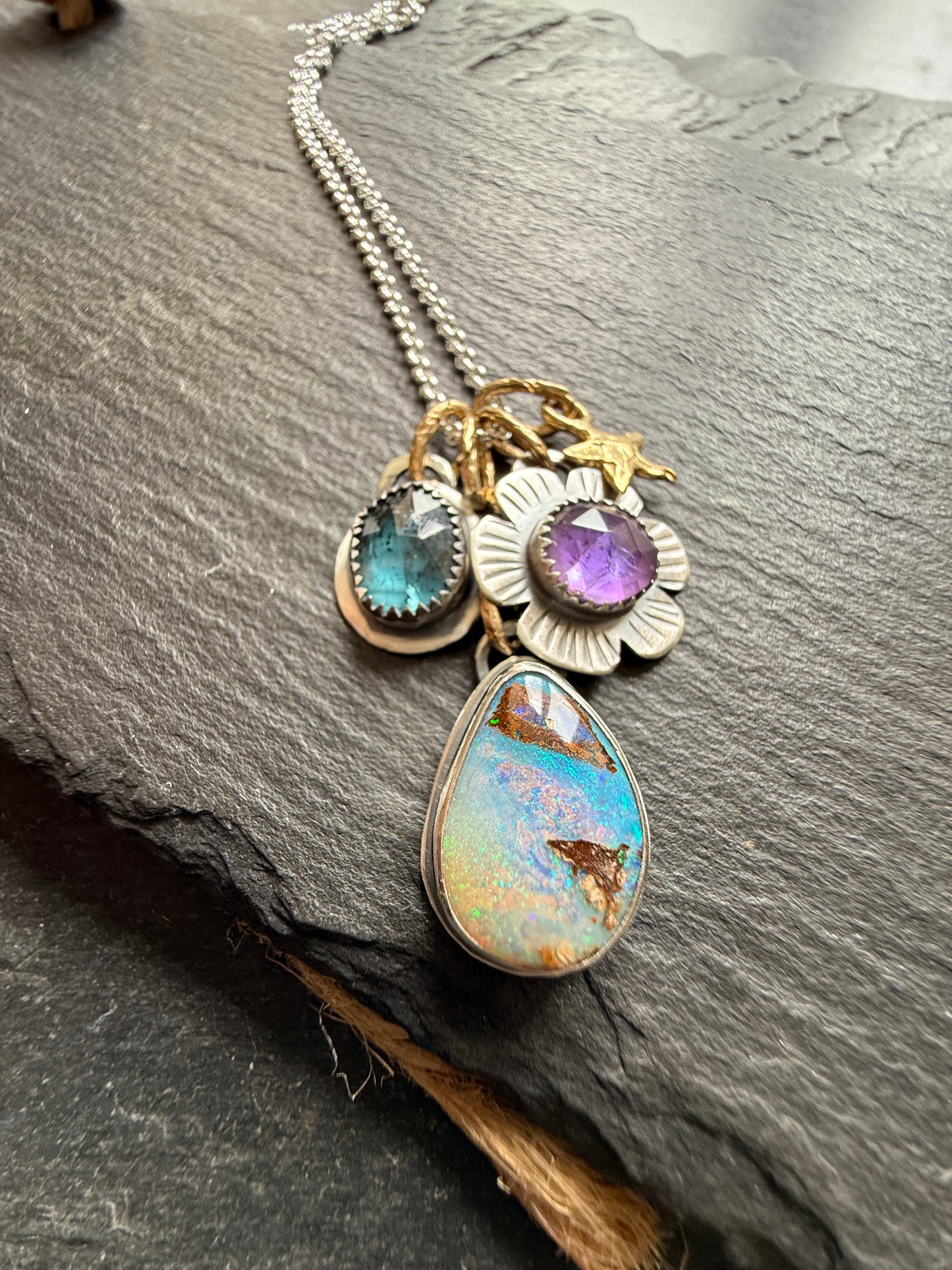 Mixed Metal Charm Necklace