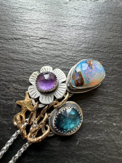 Mixed Metal Charm Necklace