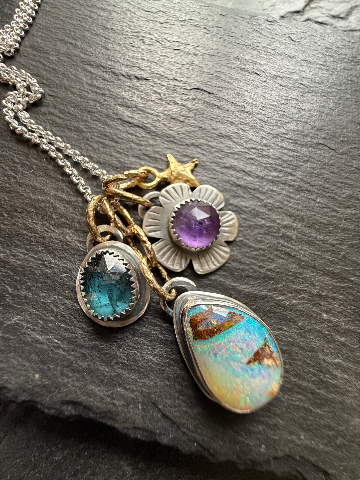 Mixed Metal Charm Necklace