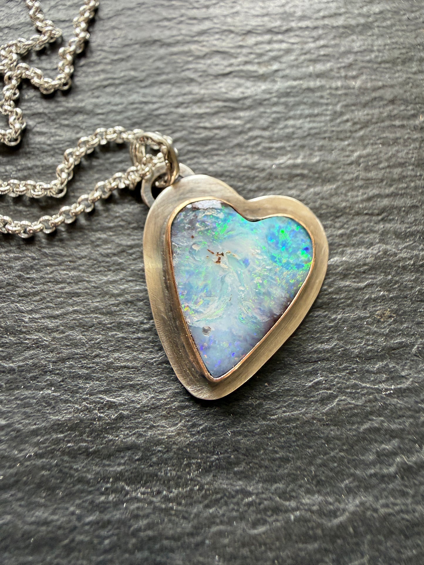 Blue Heart Opal Necklace
