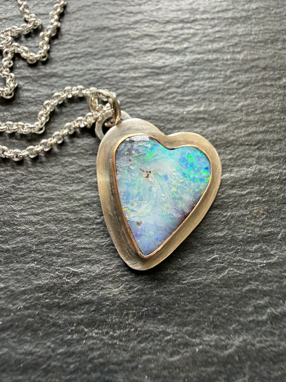 Blue Heart Opal Necklace