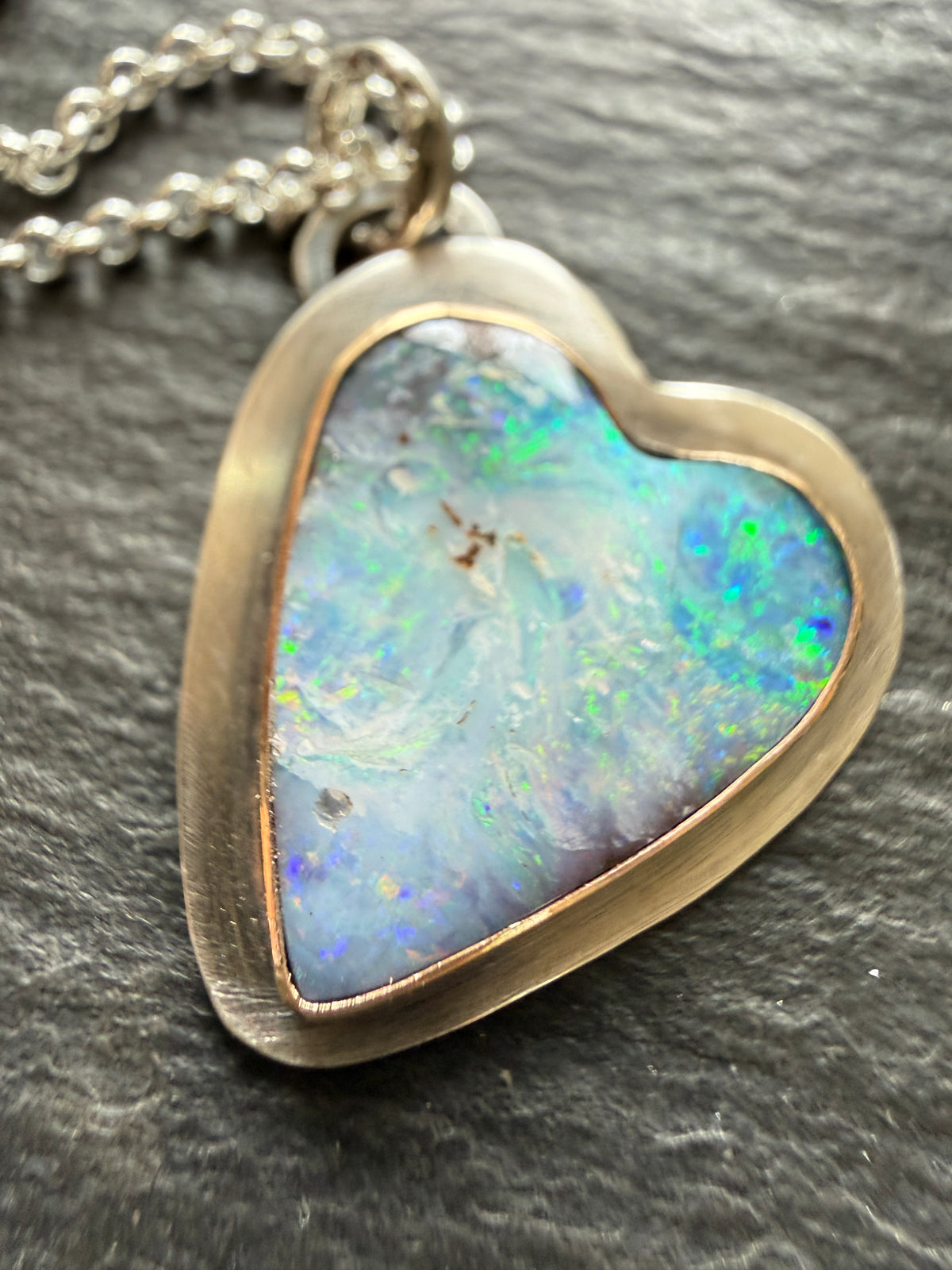Blue Heart Opal Necklace