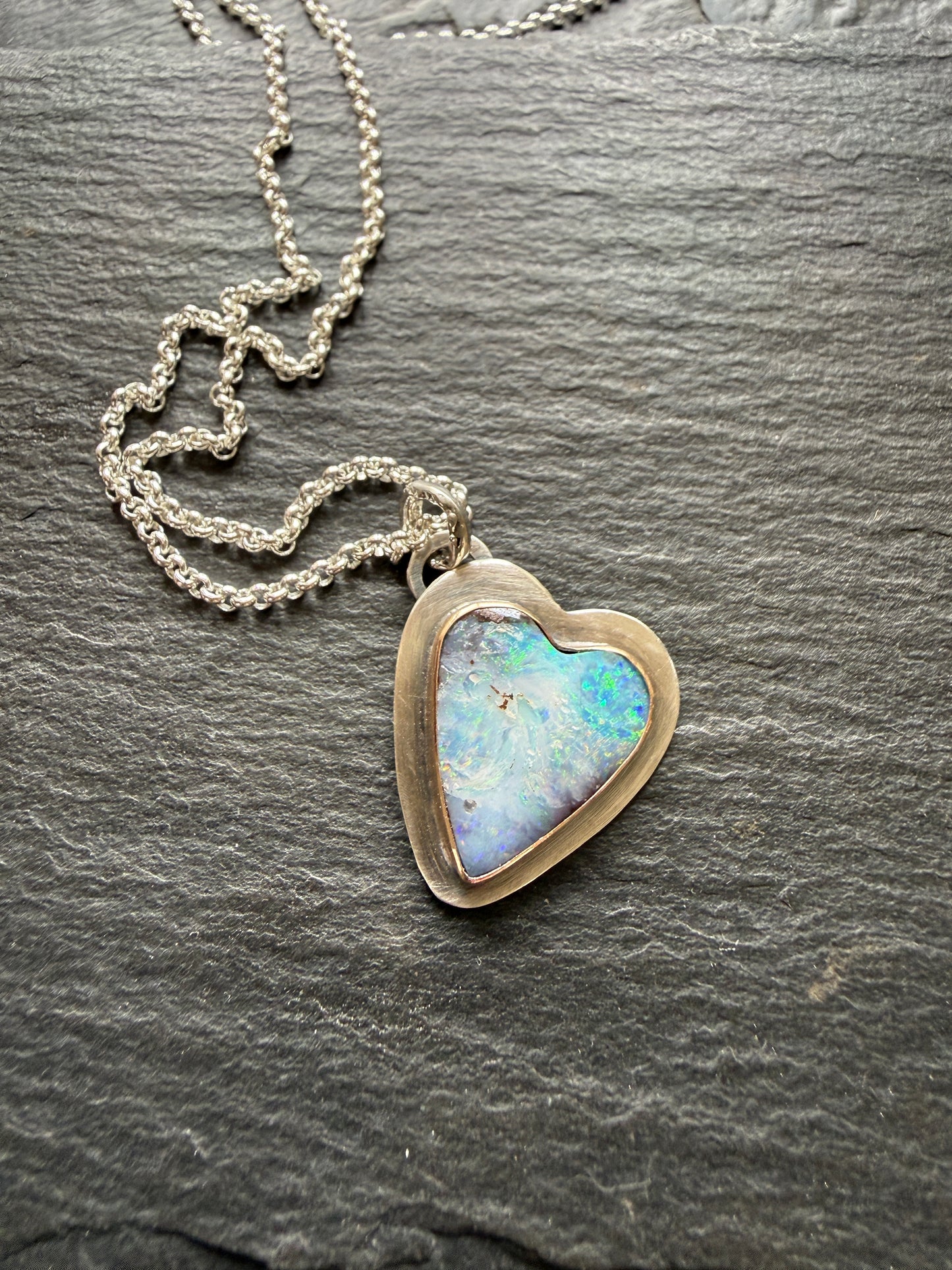 Blue Heart Opal Necklace