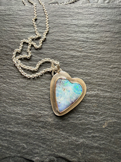 Blue Heart Opal Necklace