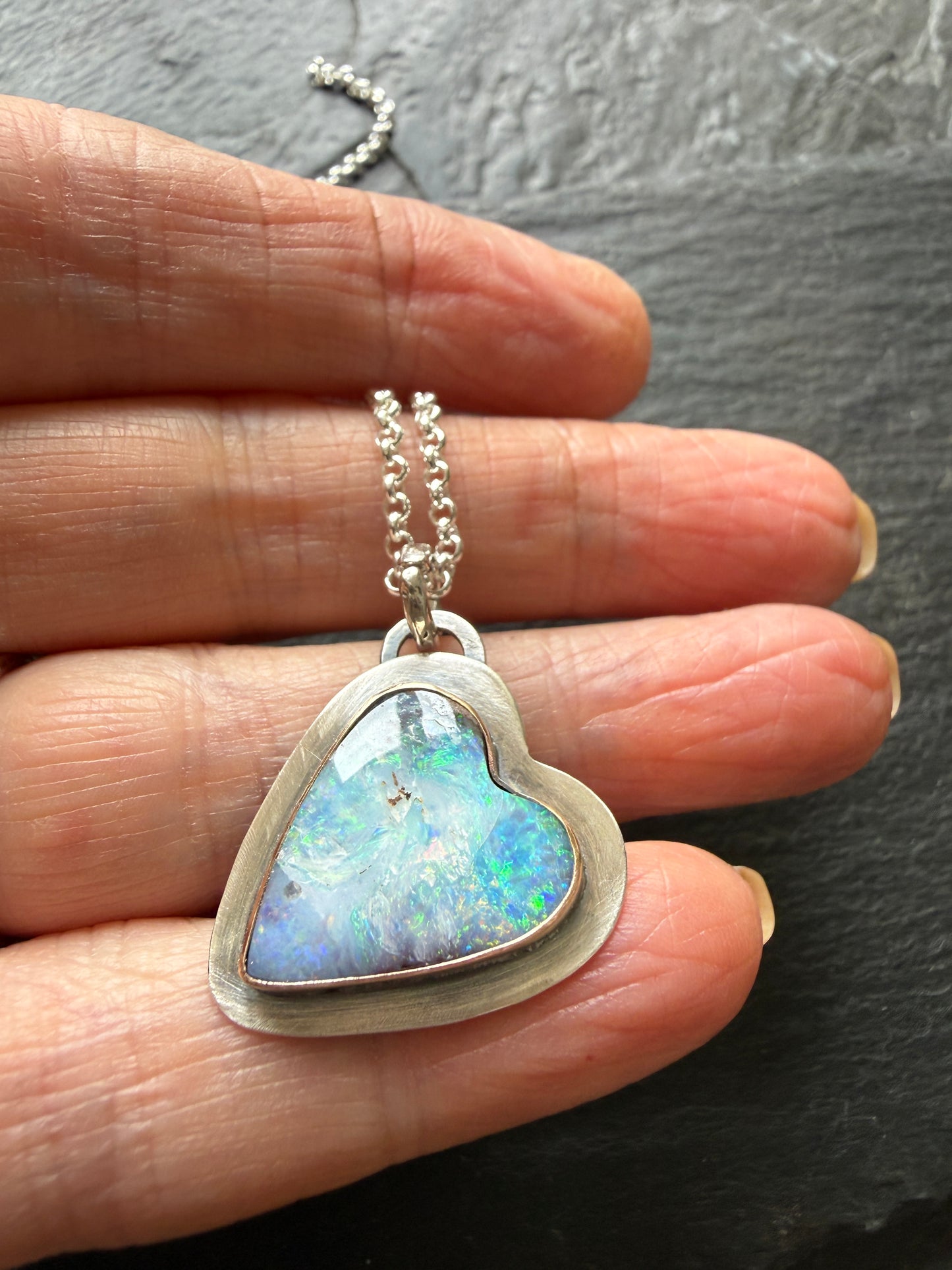Blue Heart Opal Necklace