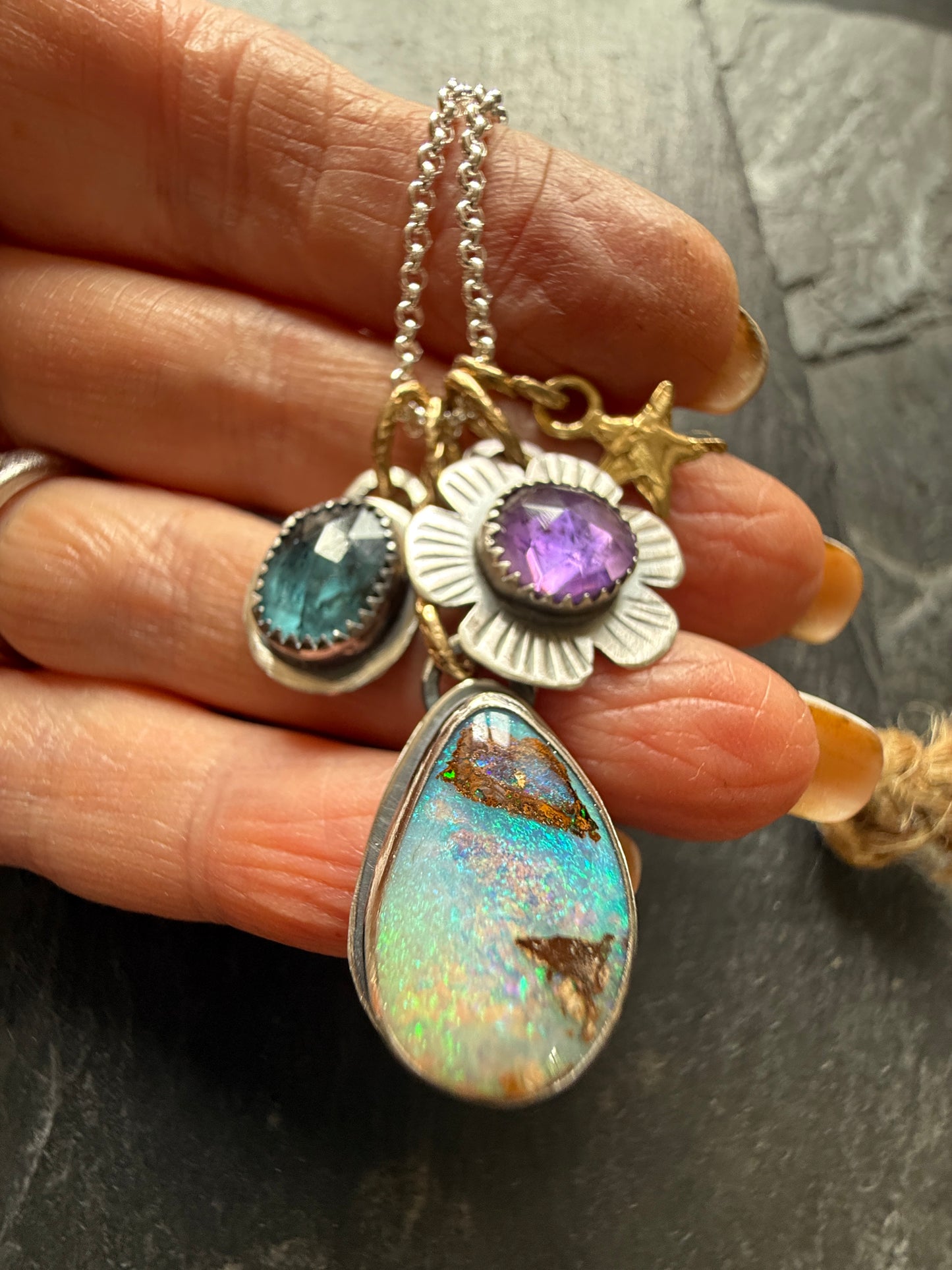 Mixed Metal Charm Necklace