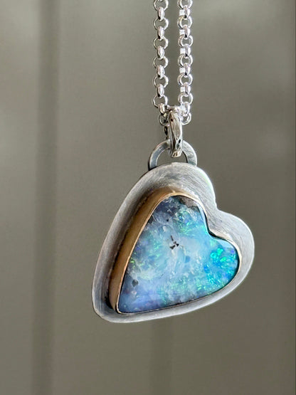 Blue Heart Opal Necklace