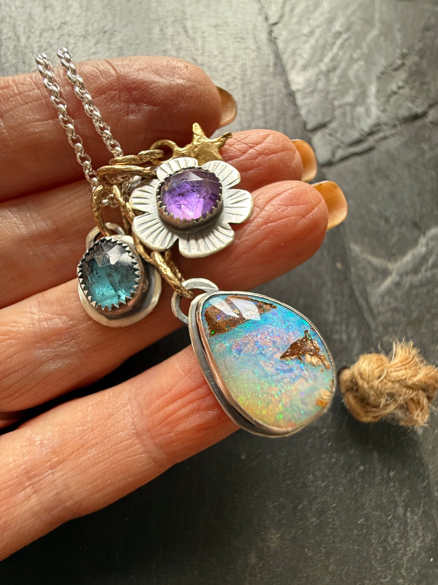 Mixed Metal Charm Necklace