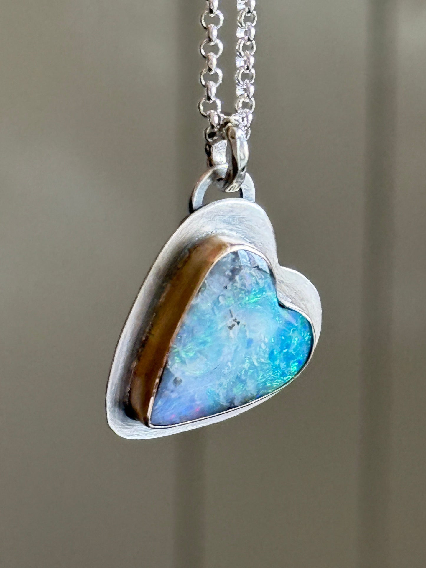 Blue Heart Opal Necklace