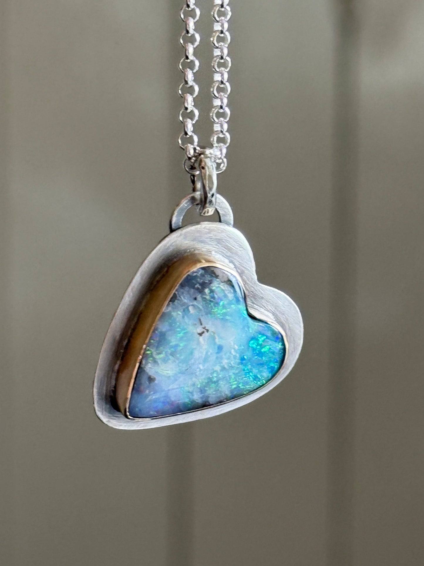 Blue Heart Opal Necklace
