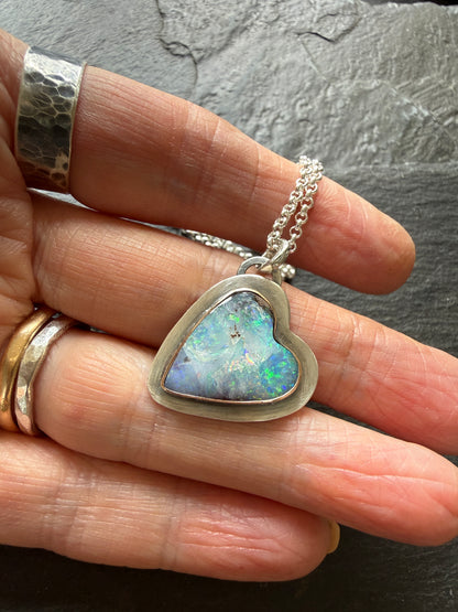 Blue Heart Opal Necklace