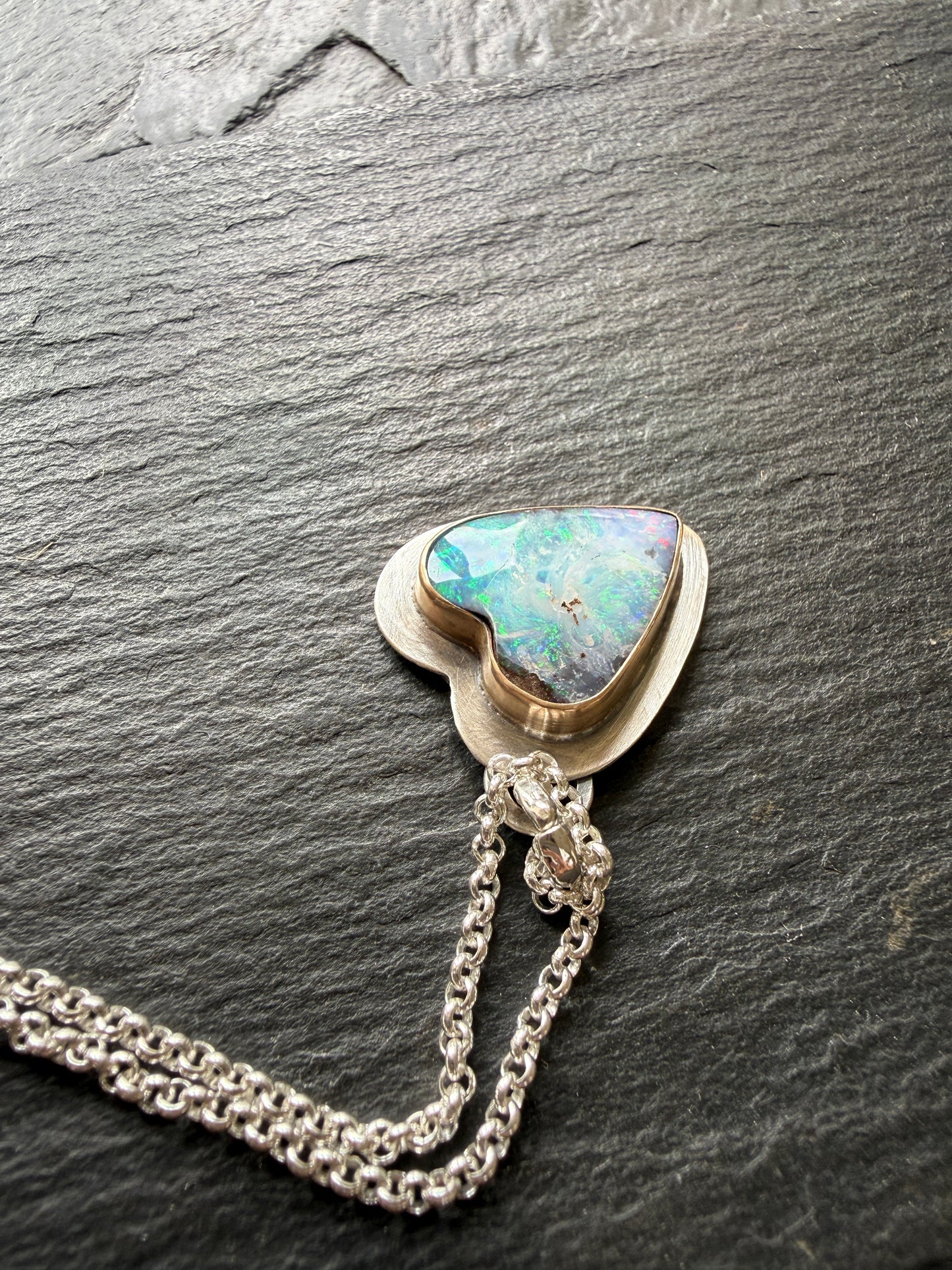 Blue Heart Opal Necklace