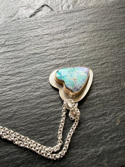 Blue Heart Opal Necklace