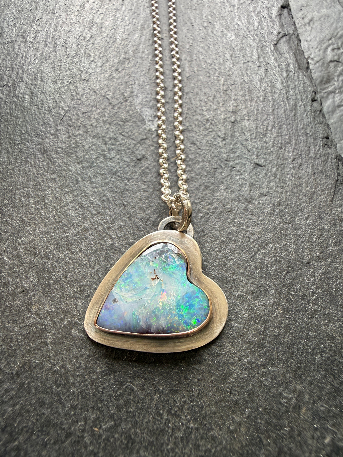 Blue Heart Opal Necklace