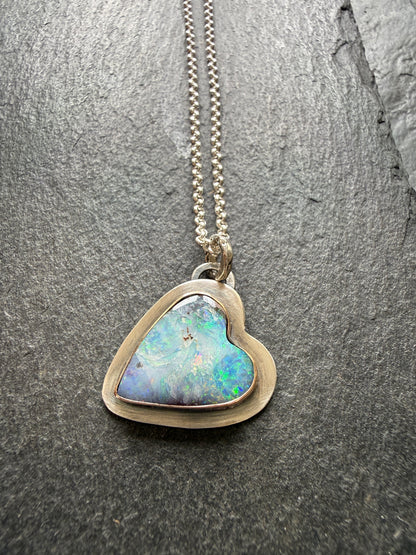 Blue Heart Opal Necklace