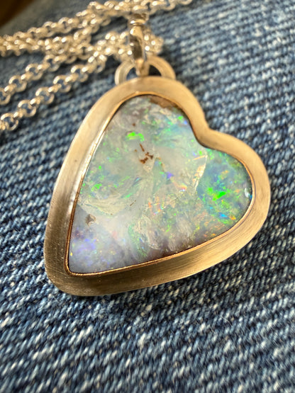 Blue Heart Opal Necklace