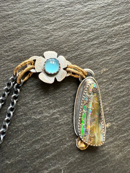 Blue Topaz and Opal Necklace