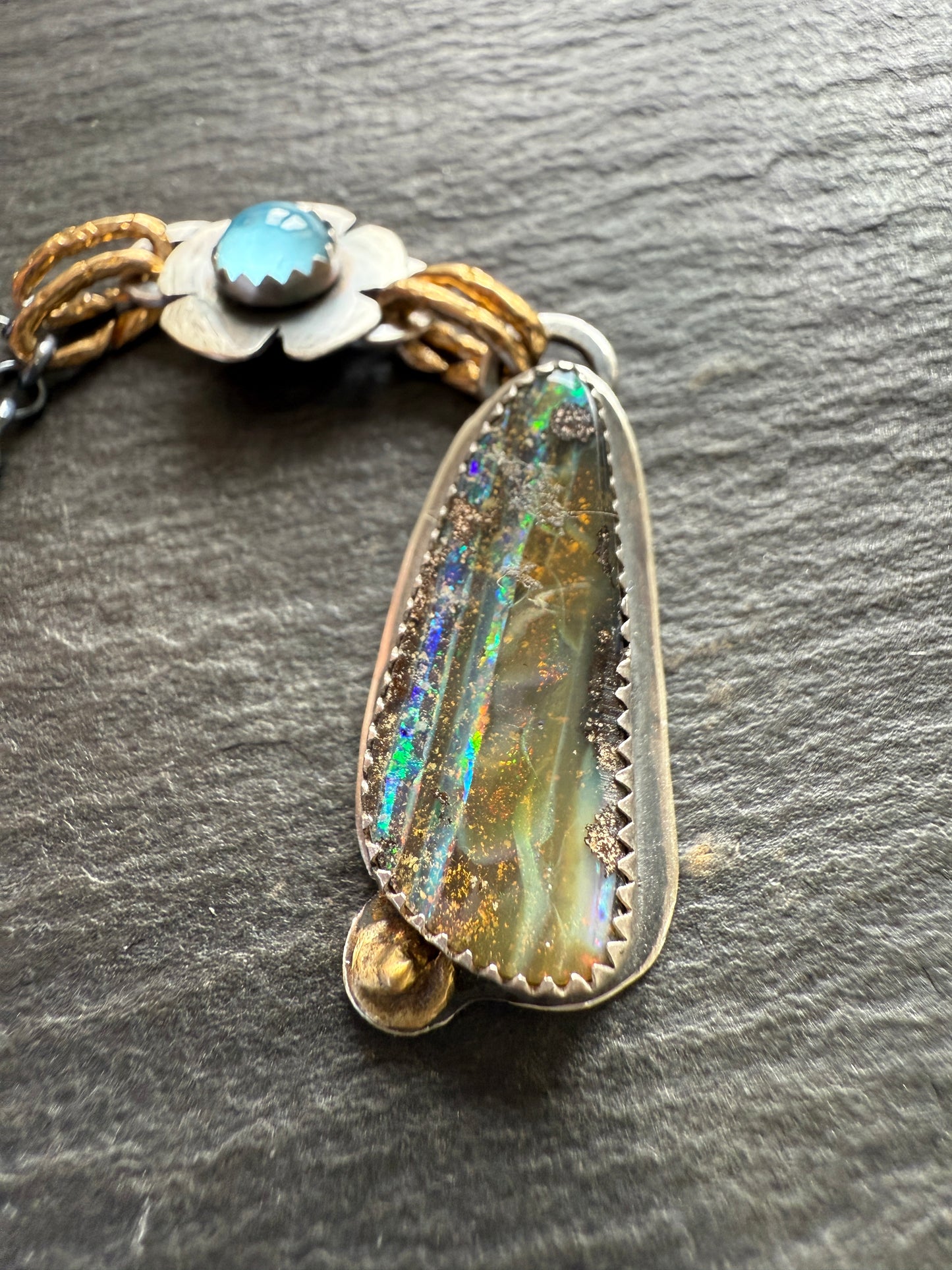 Blue Topaz and Opal Necklace
