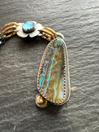 Blue Topaz and Opal Necklace