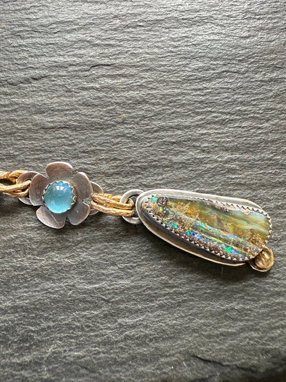 Blue Topaz and Opal Necklace